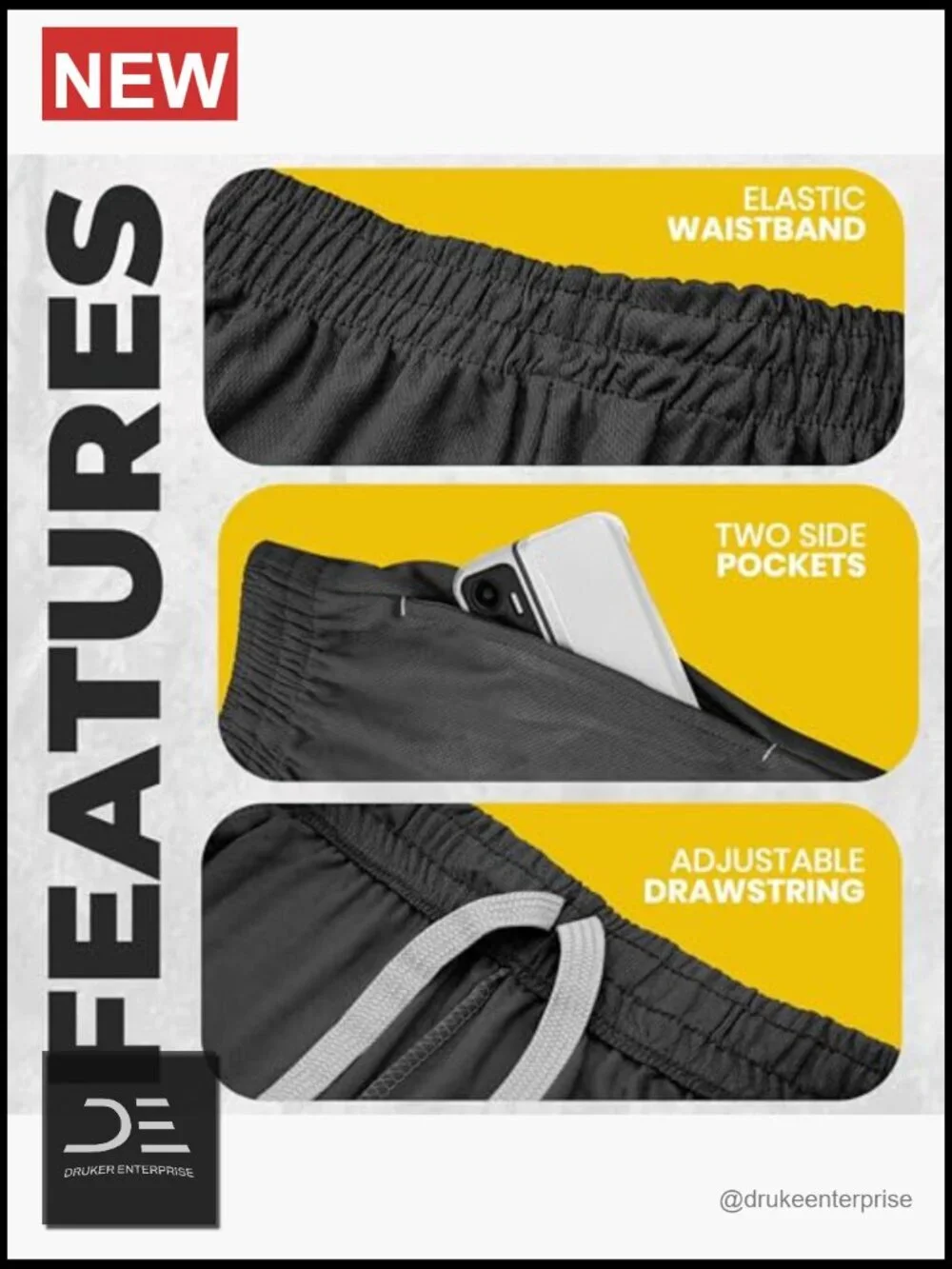 Men's Quick Dry Athletic Shorts with Pockets, Loose Fit Lightweight Running